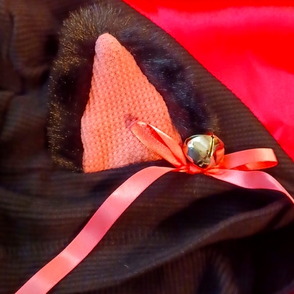 DOLLSKILL SUGAR THRILLZ 1X BLACK LONG-SLEEVED CAT ROMPER EARS ON HOOD BOWS/BELL - Picture 12 of 17